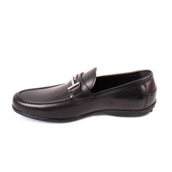 ROBERTO SERPENTINI 20598 Black Leather Moccasins Loafers Shoes